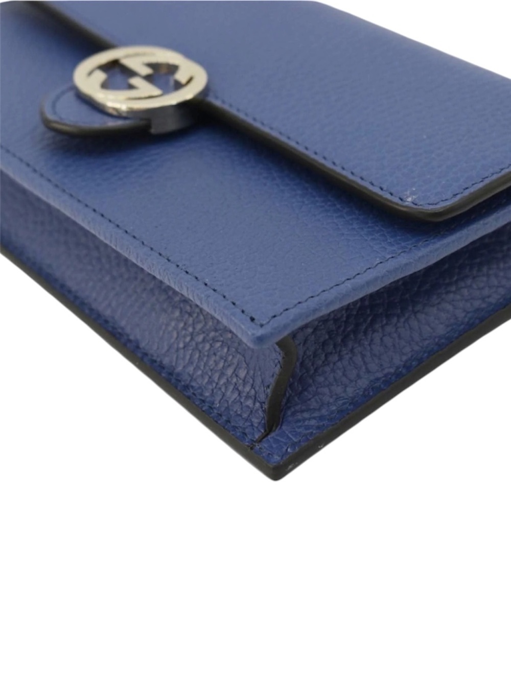 GUCCI Dollar Interlocking G Calfskin Leather Chain Wallet Crossbody Bag Blue - Picture 11 of 12